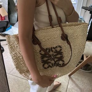 Loewe raffia anagram tote
